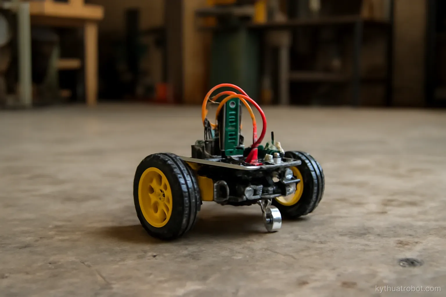 Robot hai bánh nhỏ trên sàn