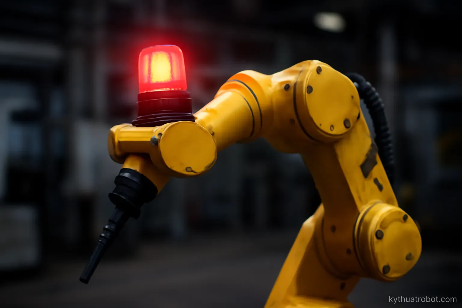 Robot dừng với đèn báo lỗi